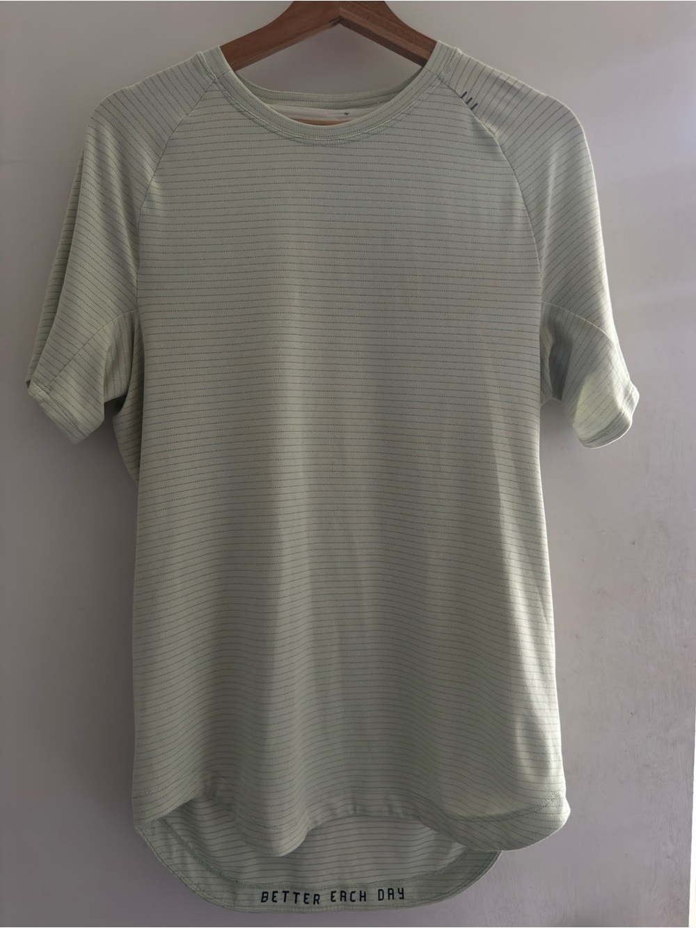 lululemon athletica Men's Mint Green Thin-Stripe Crew Neck Tee